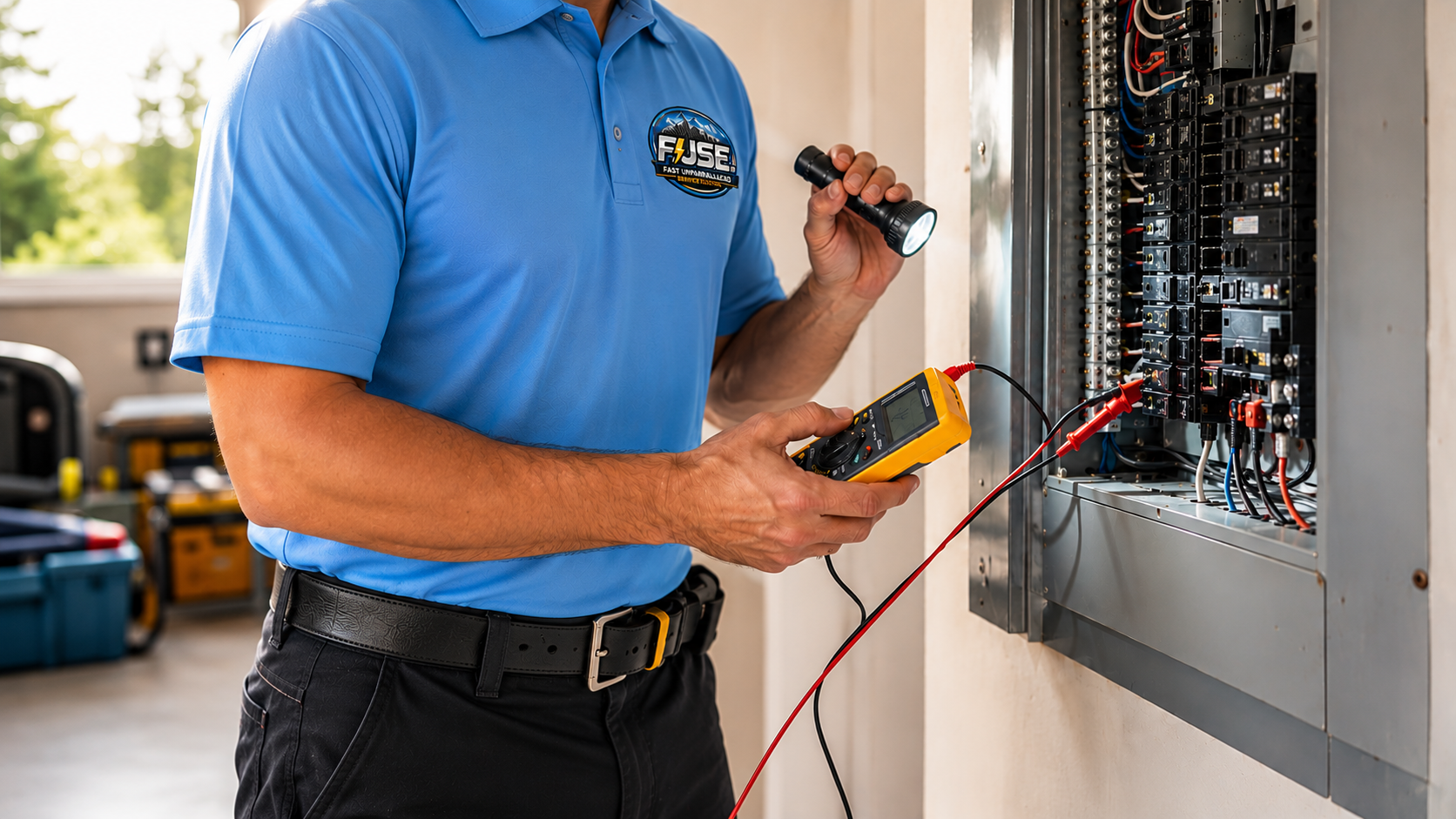 Electrician performing an inspection